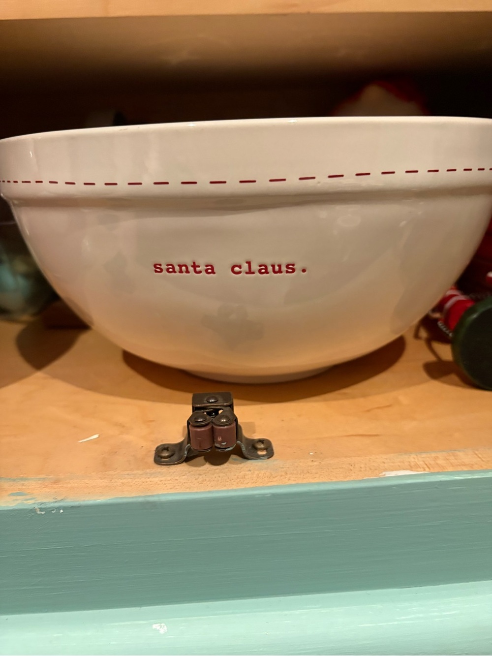 Rae Dunn Cream Ceramic Holiday Bowl with Red Lettering